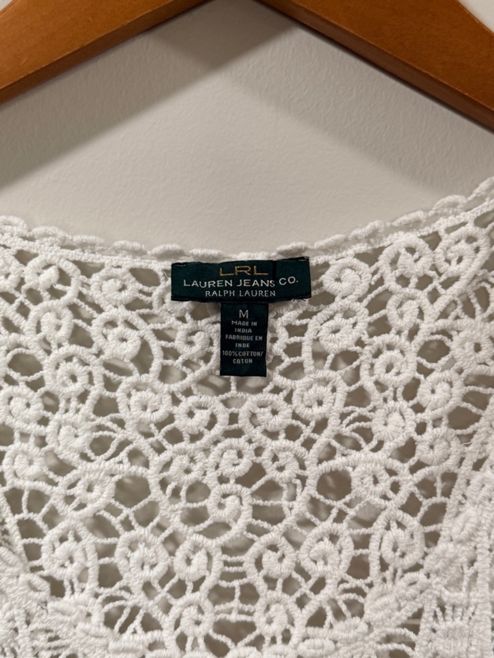 Ralph Lauren Womens White Crochet Panel Sleeveless Tank Top Size M - Picture 2 of 9